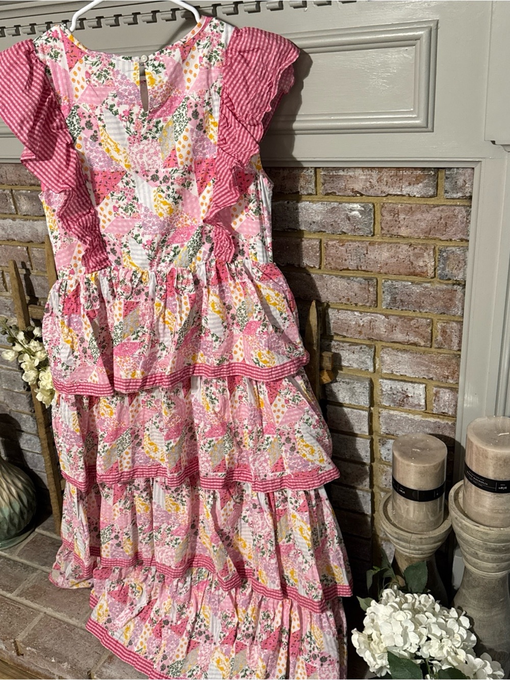 Simply Southern Pink Yellow Green Floral Patchwork Quilt dress size small EUC - Picture 6 of 6